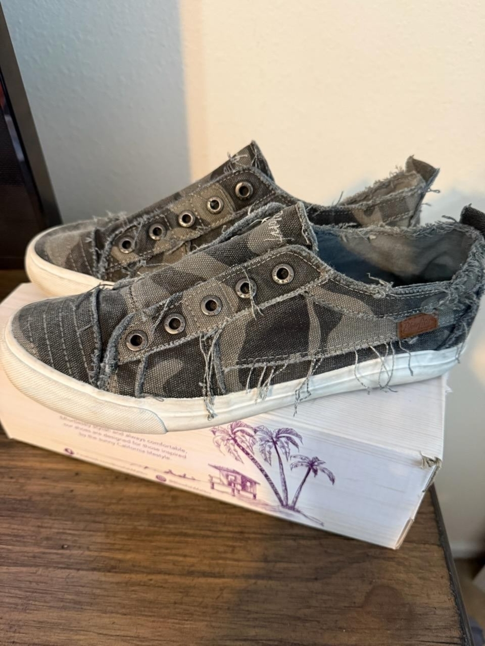Blowfish Malibu Gray Distressed Canvas Slip-On Sneakers